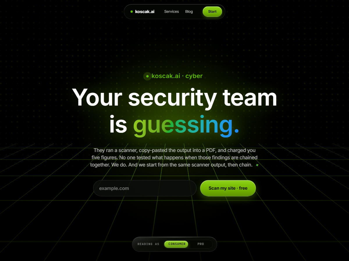 Cyber live - free website scan with chained-findings analysis